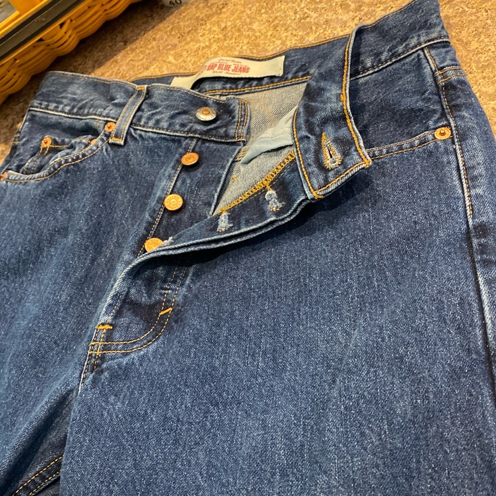 Gap Blue Button Fly Jeans Special Denim Straight Fit Tag Says W32 L30
